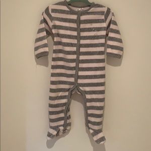 Petit Lem Velour Stripe Footed Romper